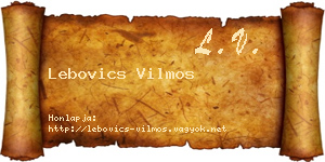Lebovics Vilmos névjegykártya
